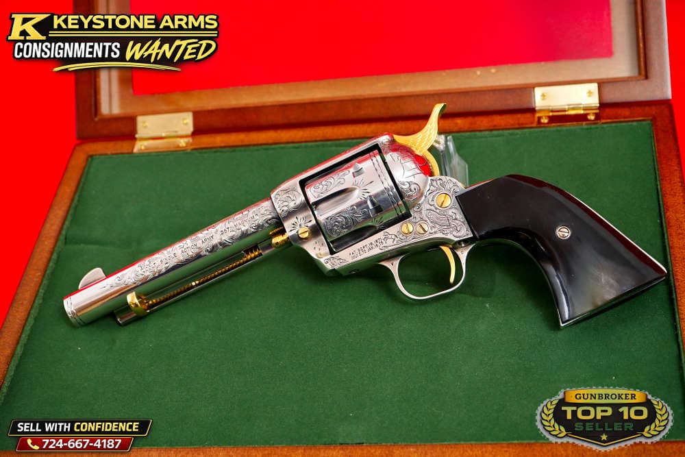 Spectacular Master Engraved Colt Single Action Army Silver & Gold Plated