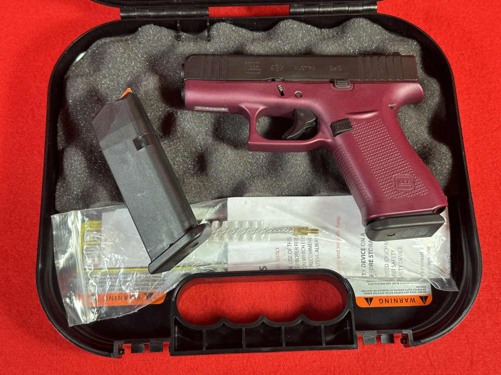 Glock 43X 9mm 9x19 Apollo Custom Pistol + 2 Mags in Case Black Cherry