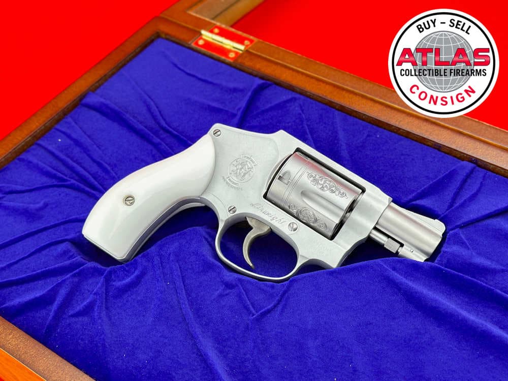 HAND ENGRAVED S&W 642-2 Airweight Stainless 2" .38 SPL +P w/ Display Case
