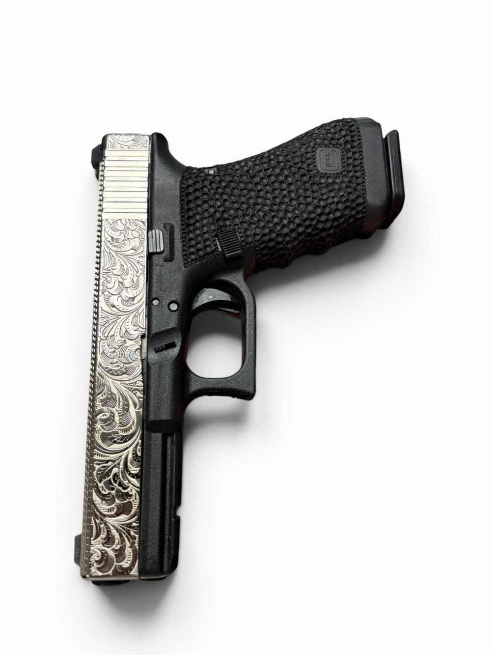 CHROME PLATED DEEP ENGRAVED GLOCK 17 GEN4 9mm No Reserve