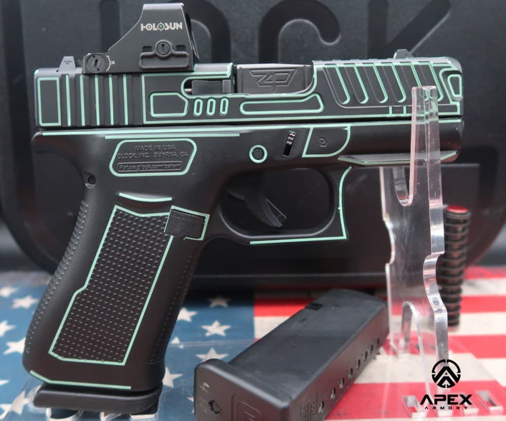 Glock 43x MOS Shark Coast Custom 9mm Pistol Ported Holoson 407K Green Dot