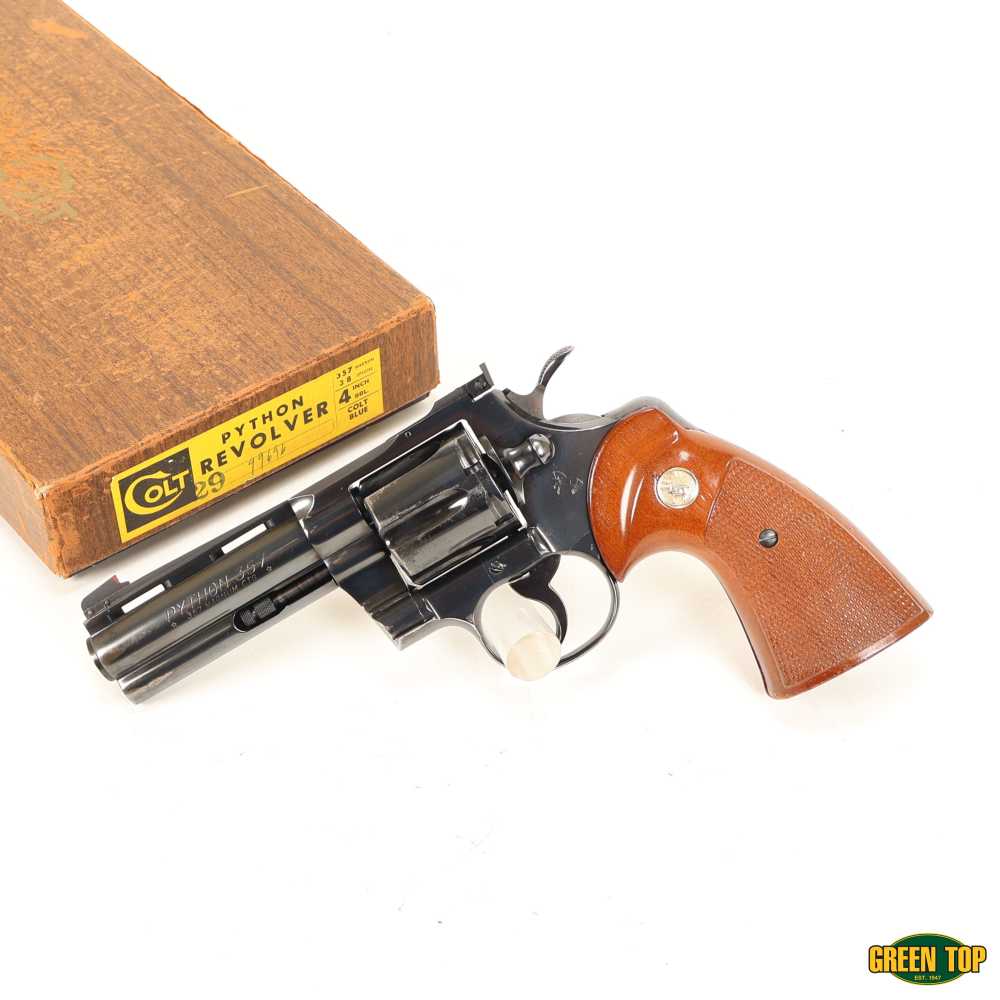 Colt Python Revolver, 357 Mag 4”, Blued/ Wood, Great Shooter W/ Box 1969!