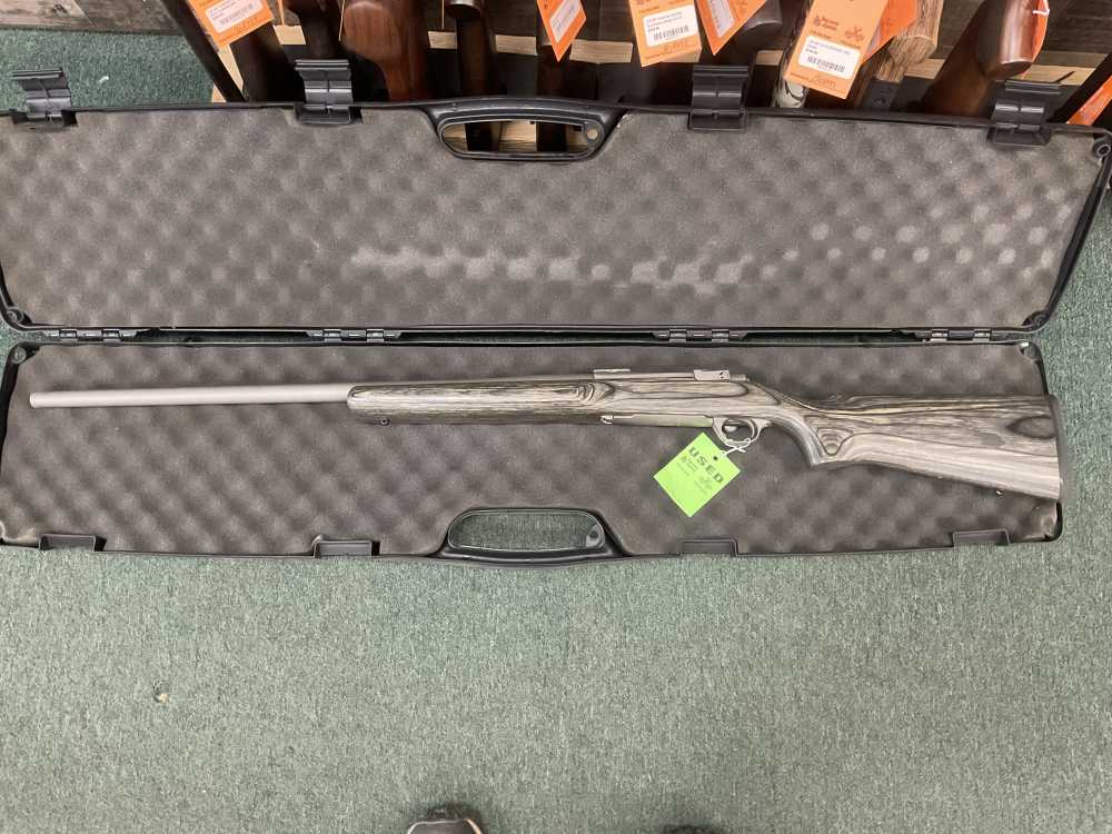 RUGER M77 MARK II STAINLESS HB TARGET 26” BARREL GREY LAMINATED STOCK.