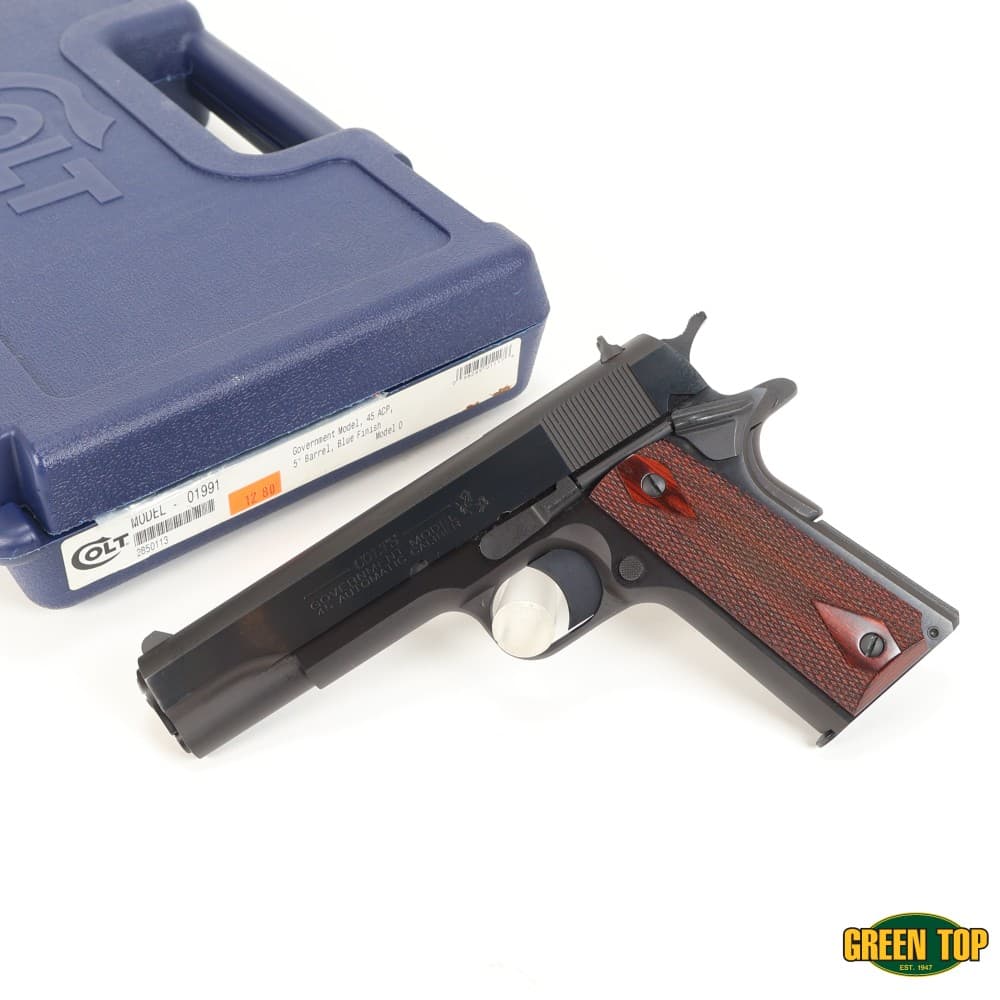 Colt 1911 Government, 45 ACP 5” BBL, Blued/ Wood, LIKE NEW W/ Box! O1911