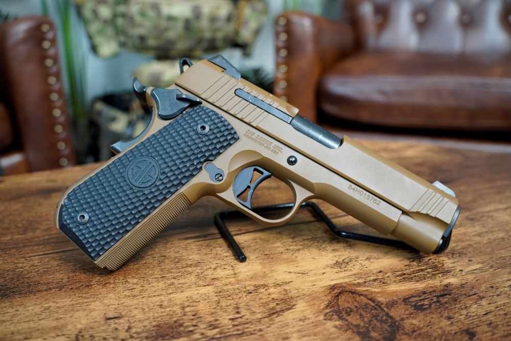 Sig Sauer 1911 compact pistol .45 ACP bobtail FDE