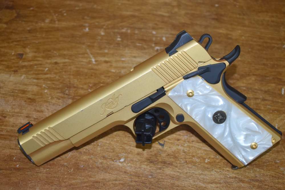 Kimber 1911 Stainless II .45 ACP Grabagun Exclusive 24 kt Gold White Pearl