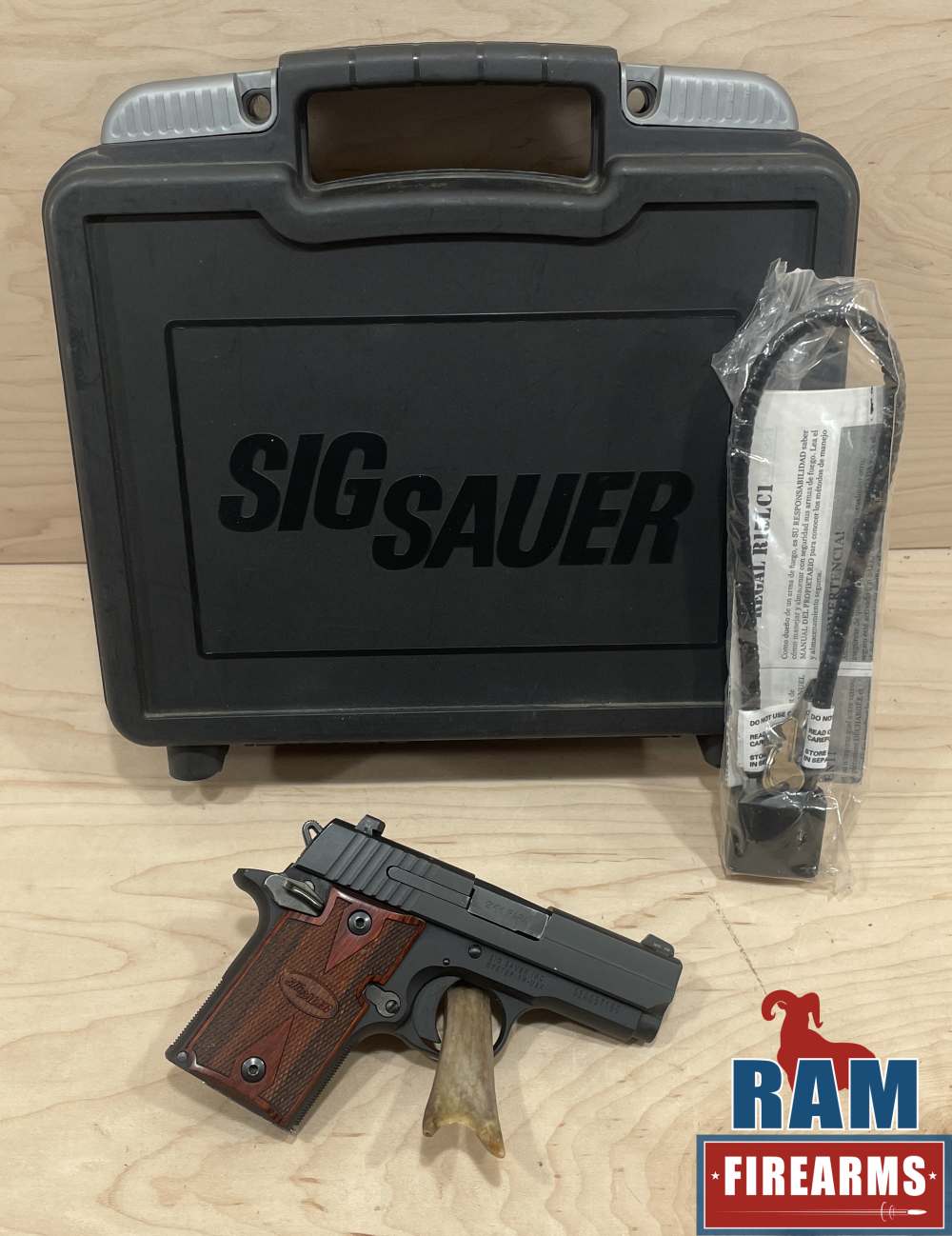 **EXCELLENT** SIG SAUER P938 ROSEWOOD MICRO COMPACT, 9MM, 3" BBL.