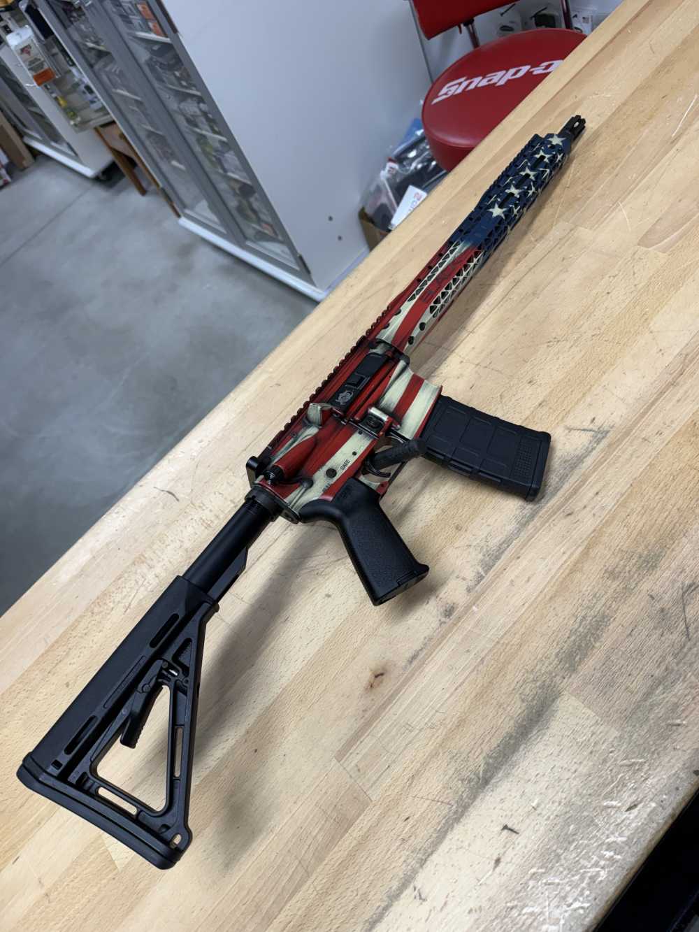 Black rain spec 15 AR 5.56 .223 rifle American flag